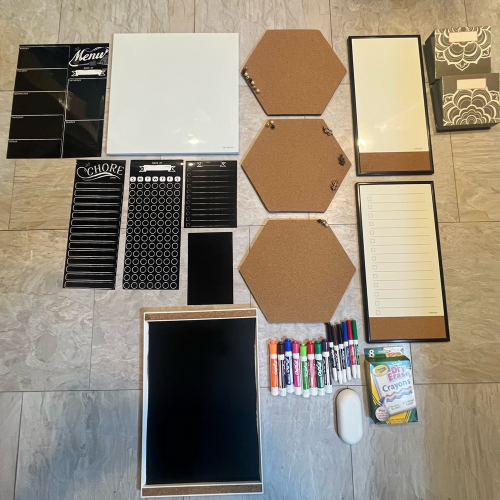 Chalk/Cork/Dry Erase boards lot